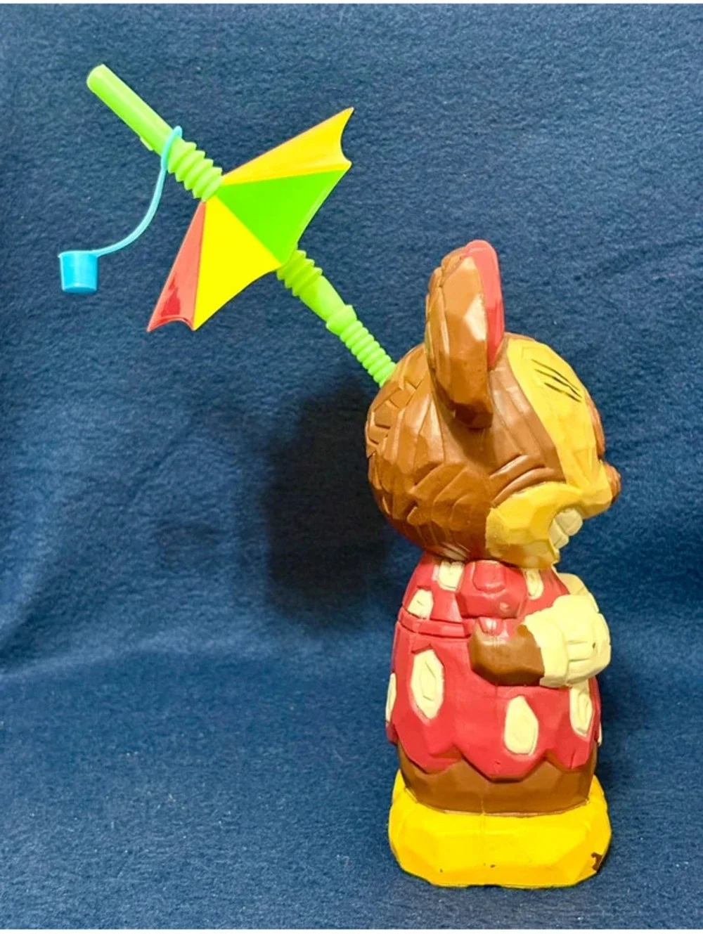 Vintage Tropical Minnie Mouse Water Bottle with Straw & Umbrella